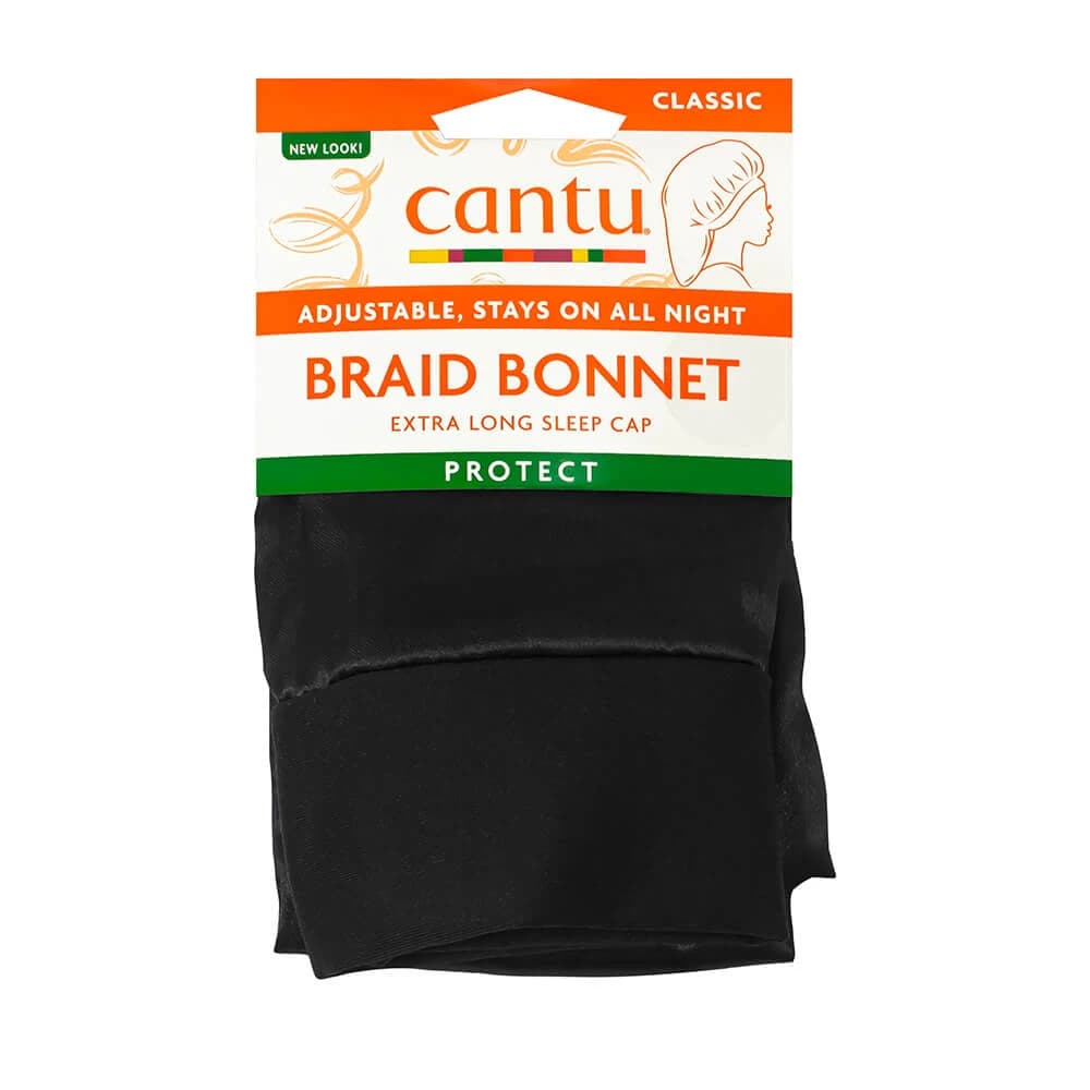 Gorro de satén para proteger el pelo largo trenzado, Negro, 1 ud, Cantu