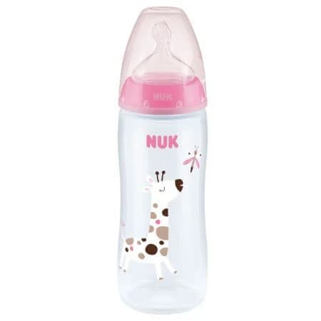 Biberón con control de temperatura First Choice+, 6-18 meses, 360 ml, Rosa o Azul, Nuk