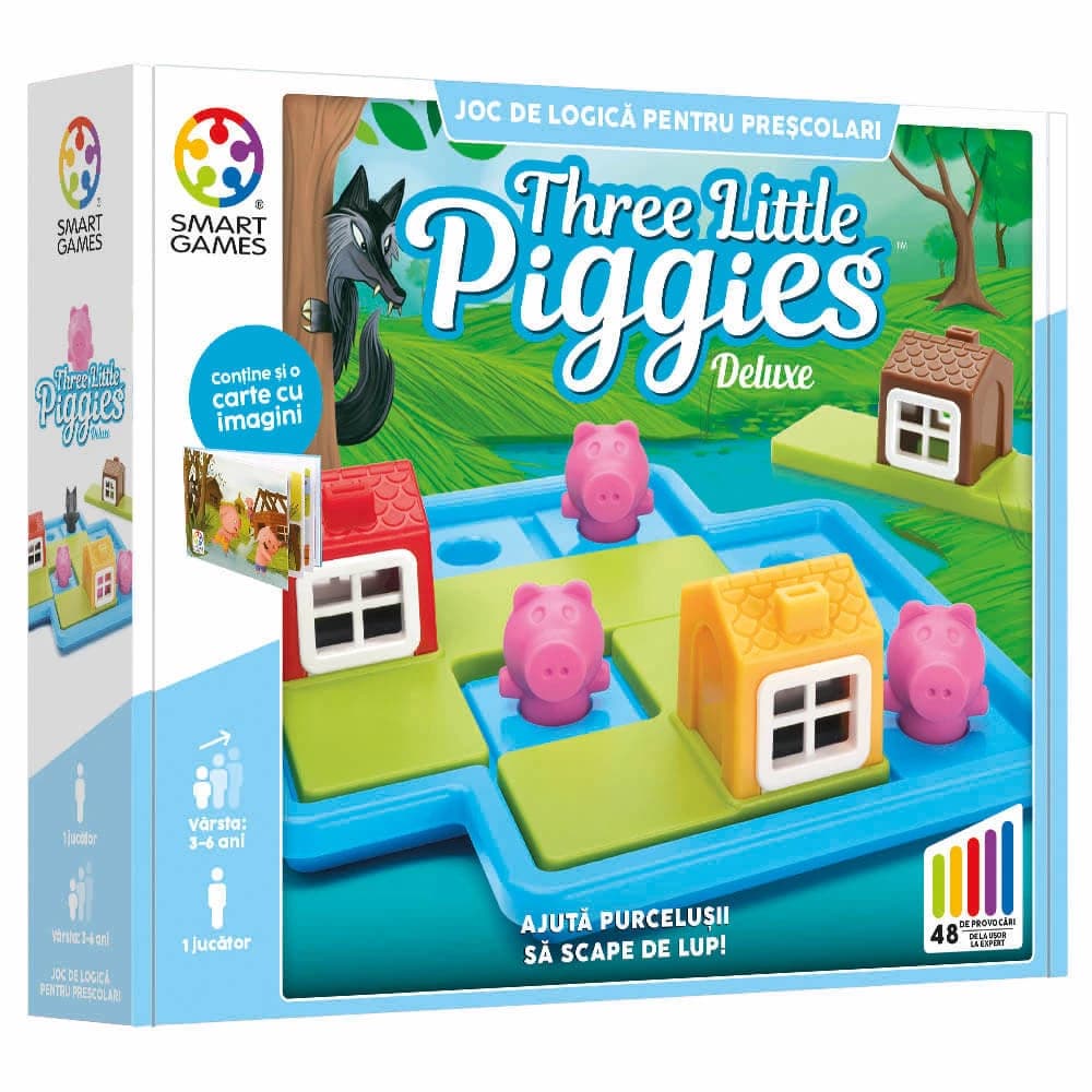 Juego de lógica 48 retos Three Little Piggies - Deluxe, +3 años, Smart Games