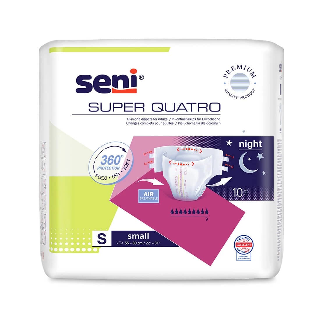 Super Quatro Pechos, pañales, pequeño, 55-80 cm, 10 uds
