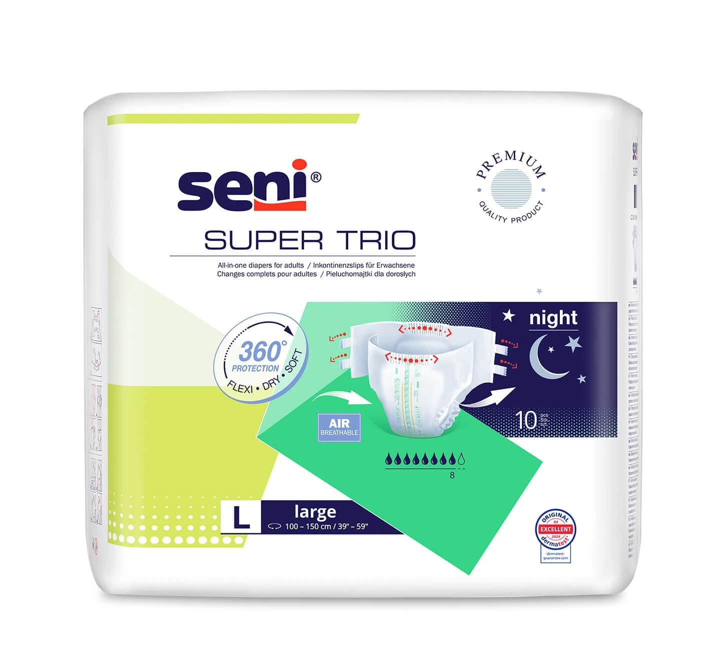 Super Trio Pechos, pañales, grande, 100-150 cm, 10 uds