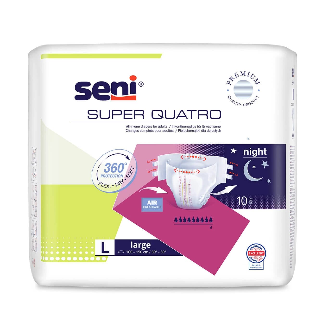Super Quatro Pechos, pañales, grande, 100-150 cm, 10 uds