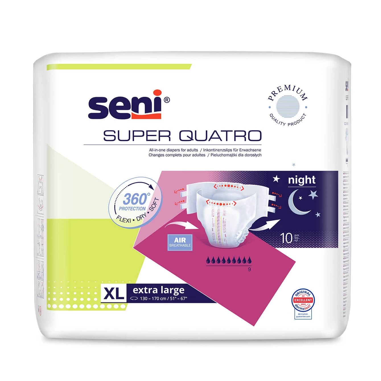 Super Quatro Pechos, pañales, Extra Grande, 130-170 cm, 10 uds