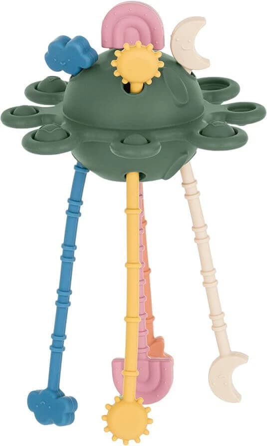Petite&Mars Juguete Sensorial de Silicona - Crazy planet Misty Green 10m+