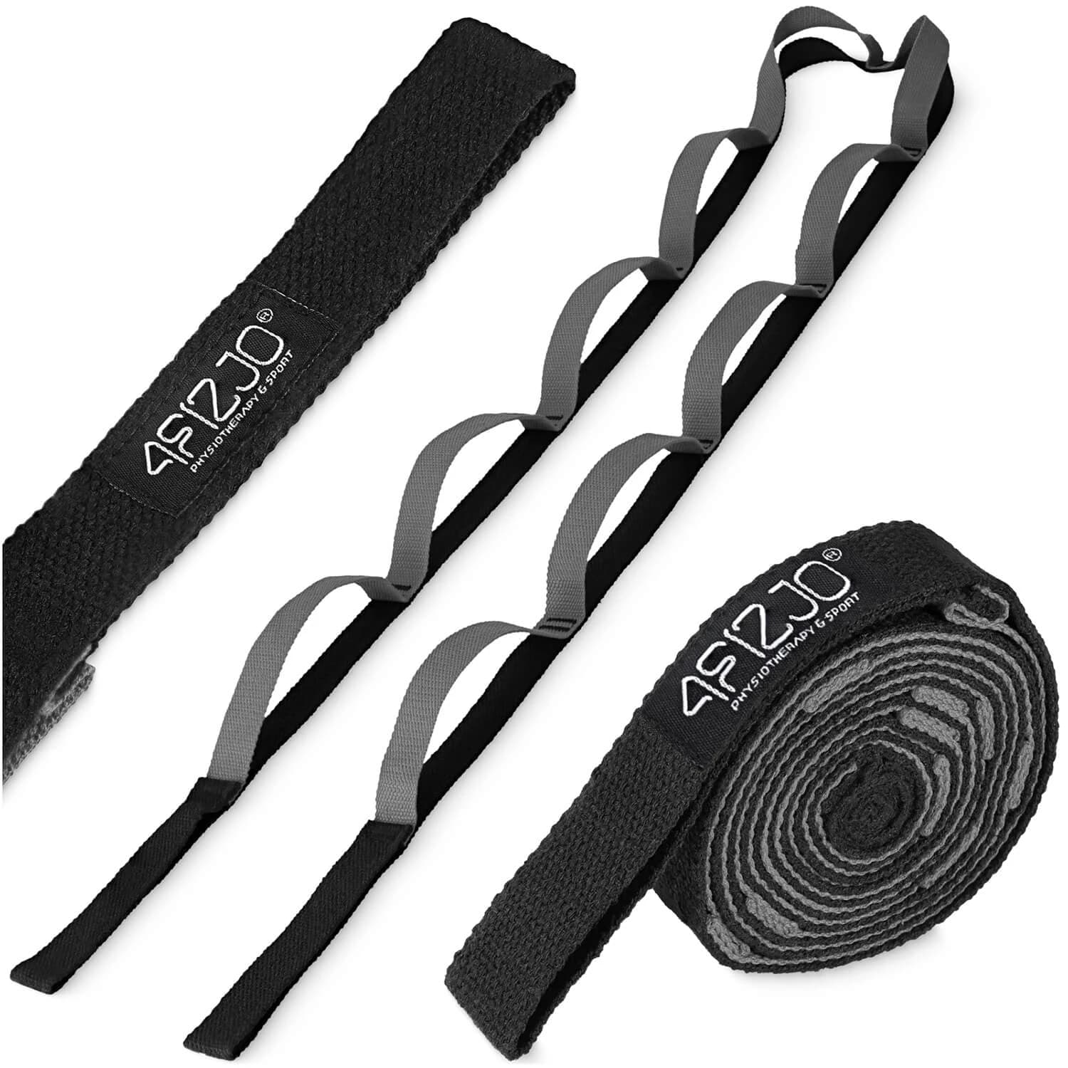 4Fizjo, cinta de yoga y estiramiento, negra, 2,3 m, 1 ud