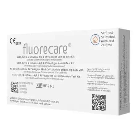 Test Rápido 4 en 1 Combo Covid19 + Gripe A/B + RSV Fluorecare, 1 unidad, Adviento