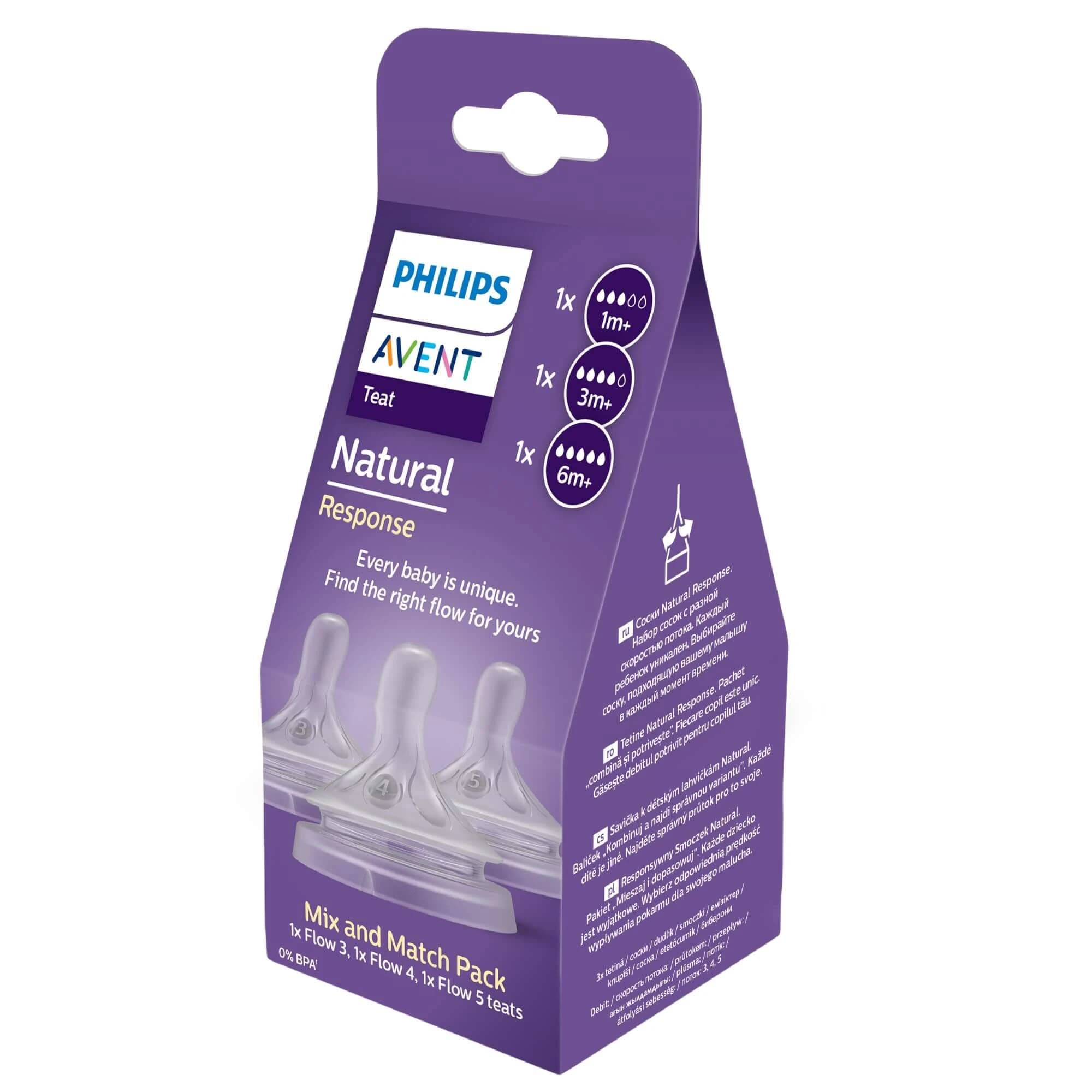 Juego de tetinas de flujo medio, rápido y muy rápido, SCY960/03, 3 piezas, Philips Avent