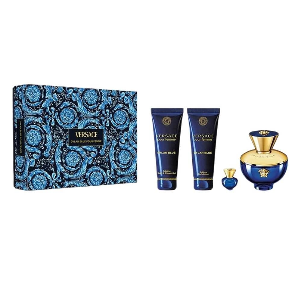Set Versace Dylan Blue Pour Femme Eau de Parfum, 100 ml + Gel de Ducha, 100 ml + Loción Corporal, 100 ml + Miniatura Eau de Parfum, 5 ml