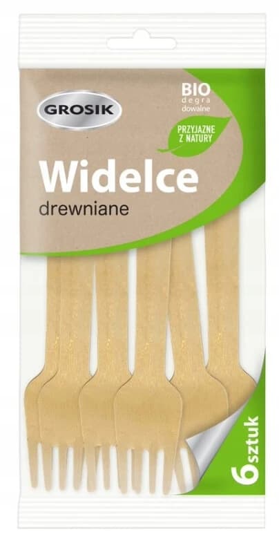 Jan Niezbędny Tenedores de madera desechables, 6 piezas