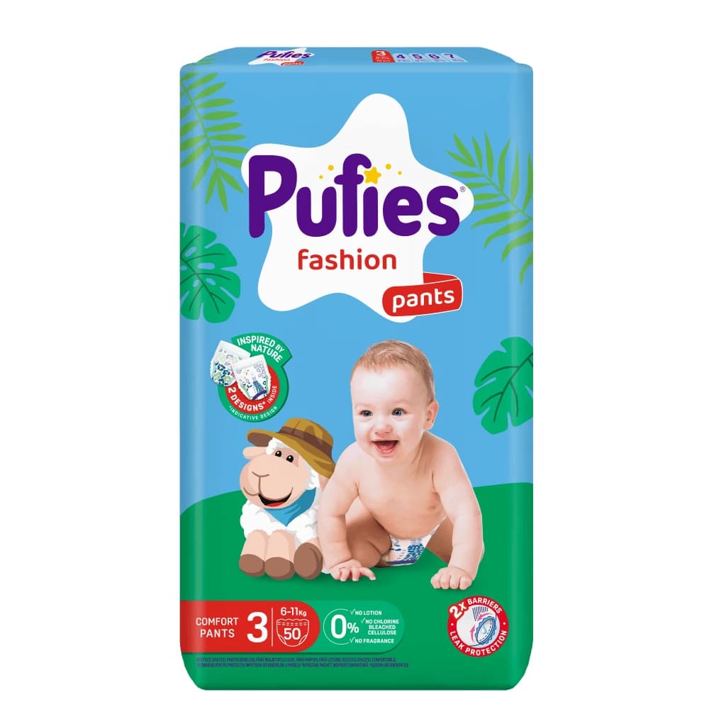 Pañales de moda, nº 3,6-15 kg, 50 unidades, Pufies