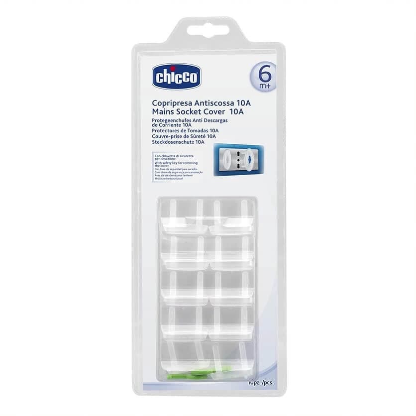 Chicco Enchufes seguros para toma de corriente (10A) 6m+, 10 piezas