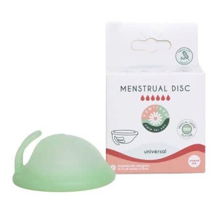 Disco menstrual reutilizable, color verde, tamaño universal, 1 pieza, FemiEko