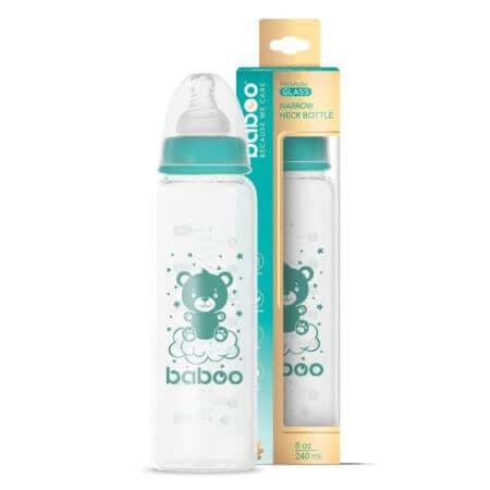 Biberón en vidrio, anticólico, Gat Stramt, 3 meses+, 240 ml, Baboo