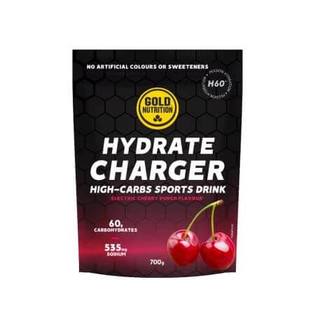 Bebida isotónica Hydrate Charger H60, Cereza, 700 g, Gold Nutrition