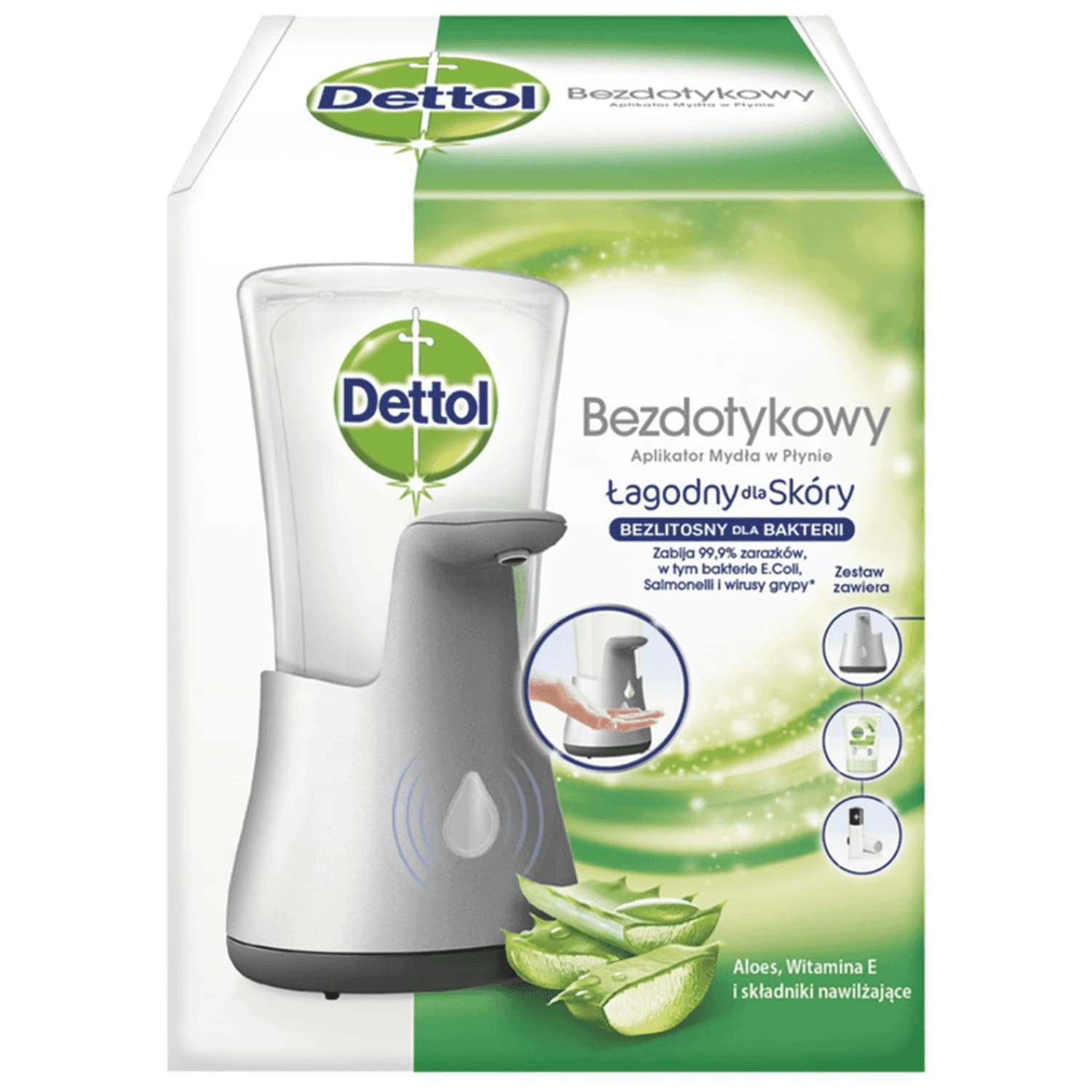 Dettol, aplicador de jabón líquido sin contacto + jabón líquido, aloe y bambú, 250 ml