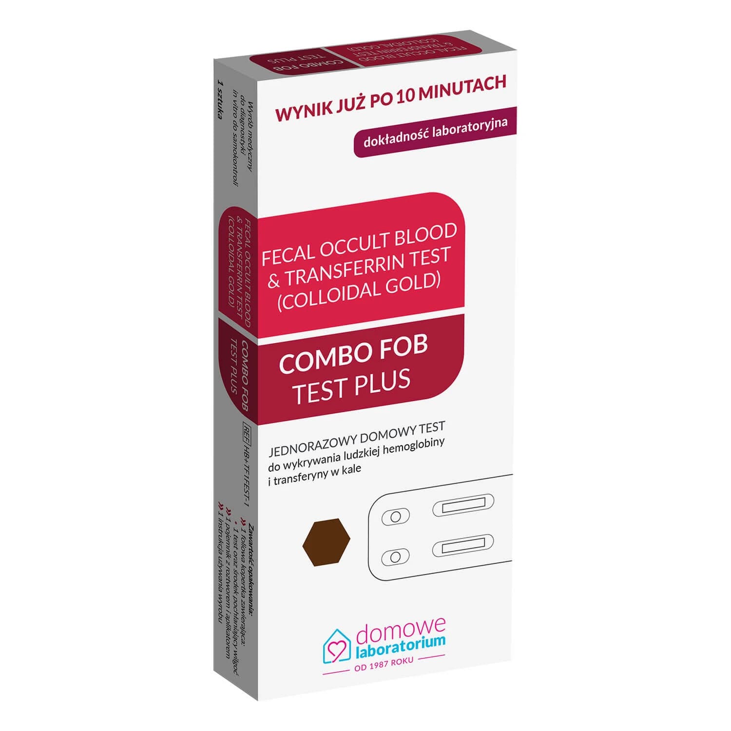 Home Laboratorio Combo Fob Plus, prueba para la detección de hemoglobina y transferrina en heces, 1 unidad