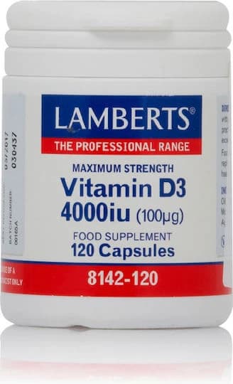 Lamberts Vitamina D3 Vitamina para el Apoyo Inmunológico y la Salud del Huevo 4000iu 120 cáps