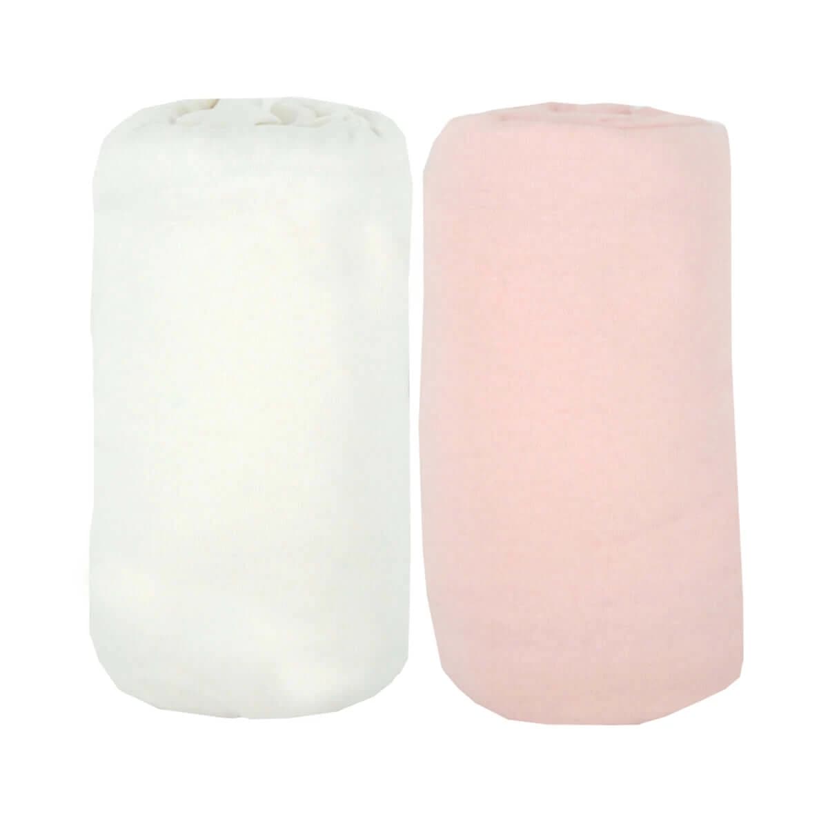 2 Sábanas 60X120cm 100% Algodón Blanco/Rosa Babycalin