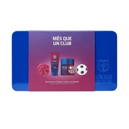 Set para hombre, Cuidado del cabello y del cuerpo, en caja metálica, FC Barcelona