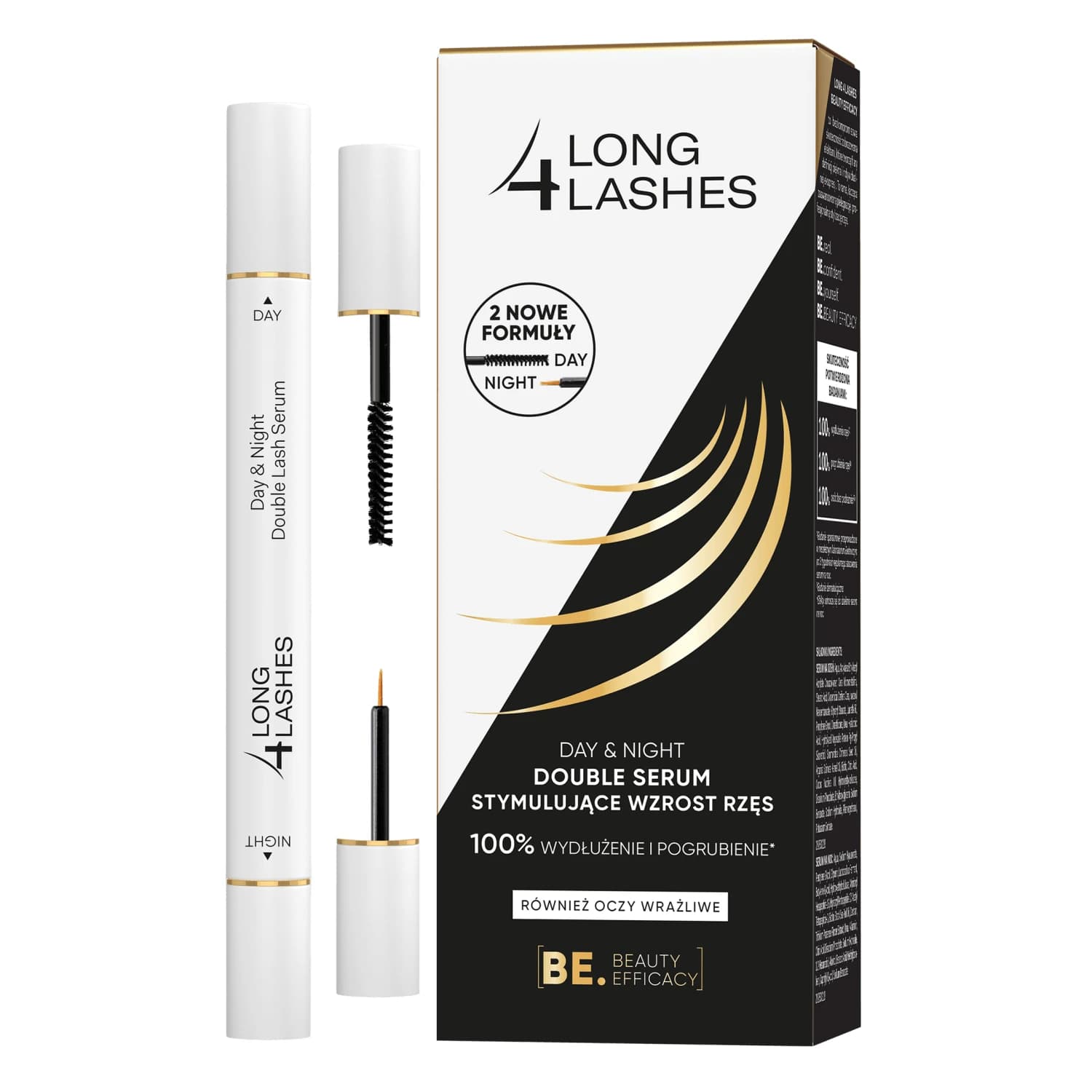Long4Lashes Day & Night Double, suero estimulante del crecimiento de las pestañas 2en1, 2 x 3 ml