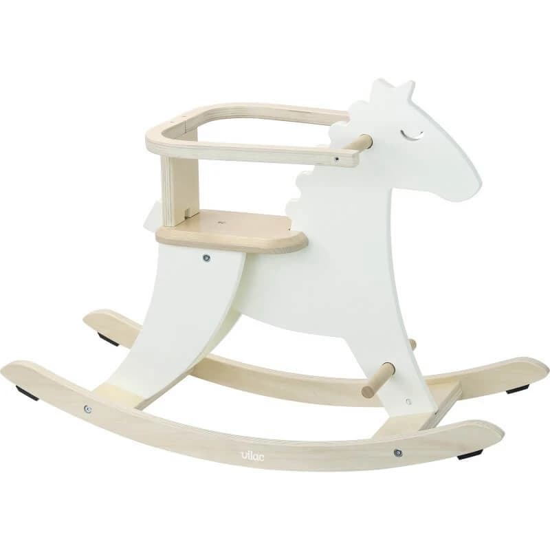Caballo balancín de madera con barra de seguridad - blanco marfil - Vilac