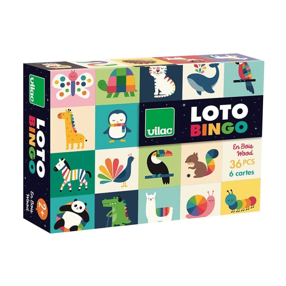 Juego de lotería de madera - animales del arco iris