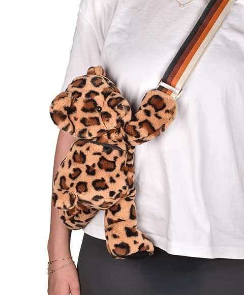 Osito de peluche - adorable bolso bandolera, 30 cm, estampado de leopardo
