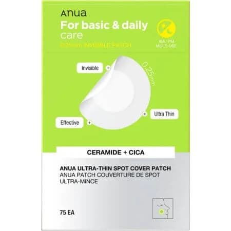Parches hidrocoloidales con ceramidas para granos Parche ultrafino cubremanchas, 75 unidades, Anua