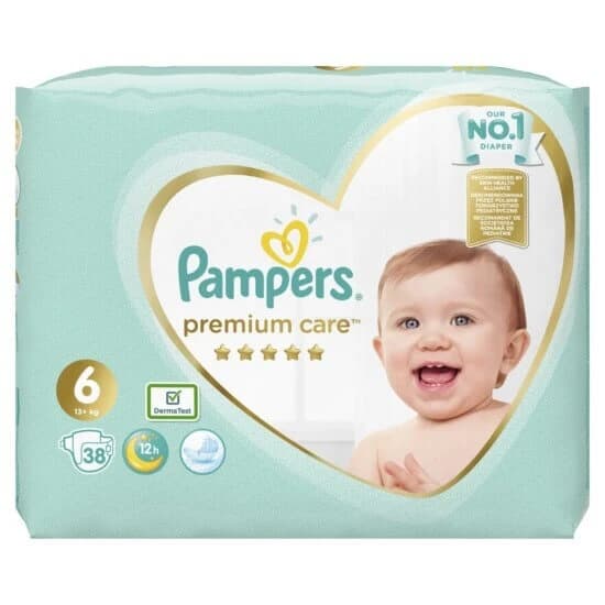 PAMPERS Baby Pañales Premium Care No.6 13+Kgr 38 piezas Jumbo Pack