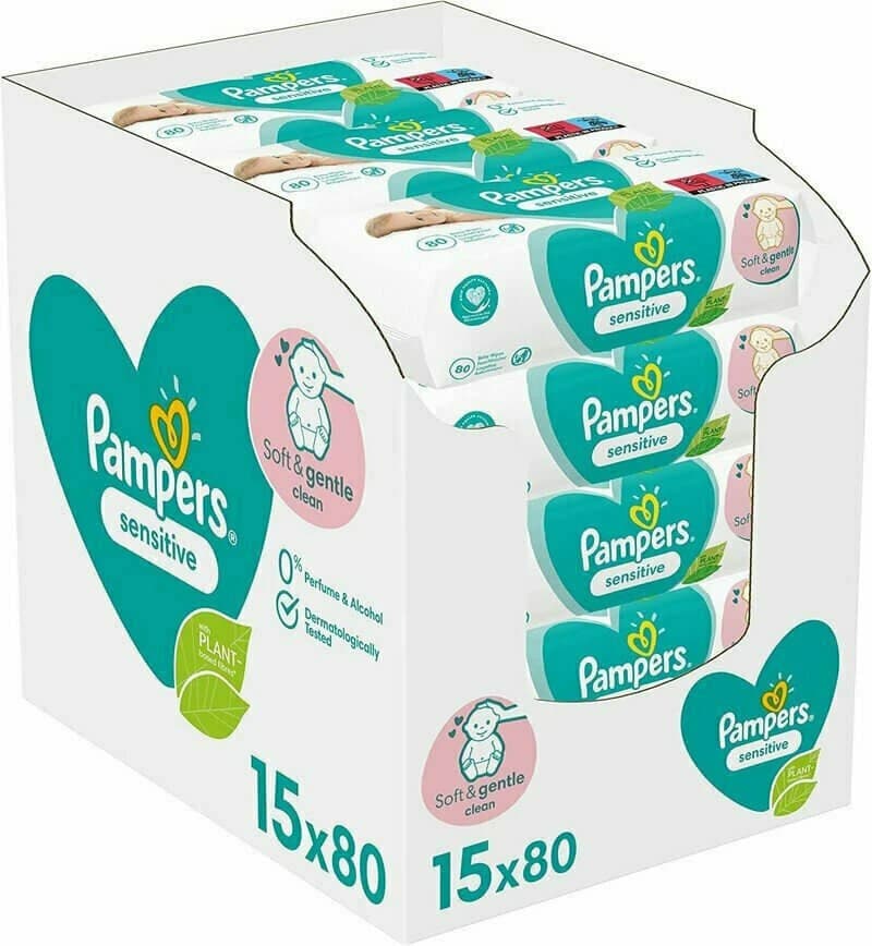 Toallitas húmedas PAMPERS Sensitive XXL Mensuales 15x80 1200 bucăți