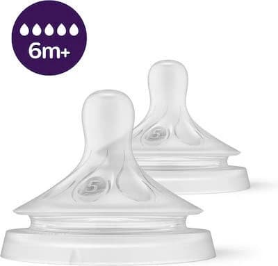 Tetina de Silicona Suave AVENT Natural Response para 6+ Meses (Flujo 5 Gotas) 2 Piezas [SCY965/02]