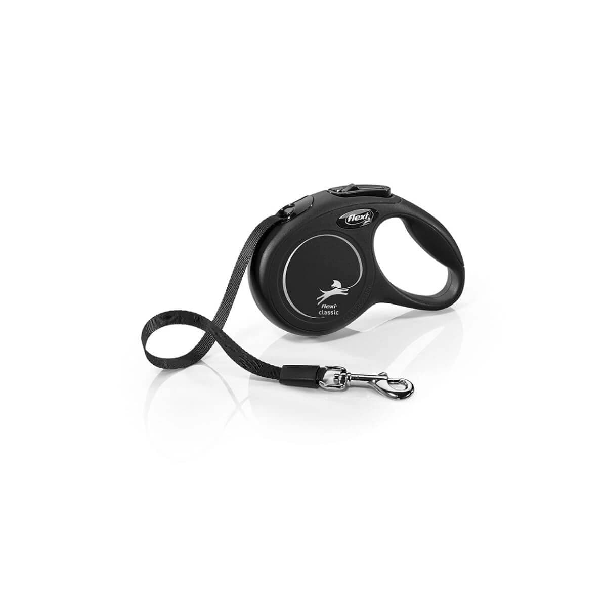 FLEXI Classic, correa retráctil correa retráctil para perros, nylon, negro, XS(12kg, 3m)