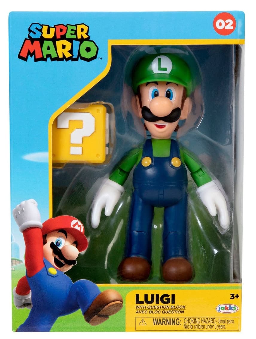Figura Luigi con bloque sorpresa Super Mario Jakks Pacific 10cm