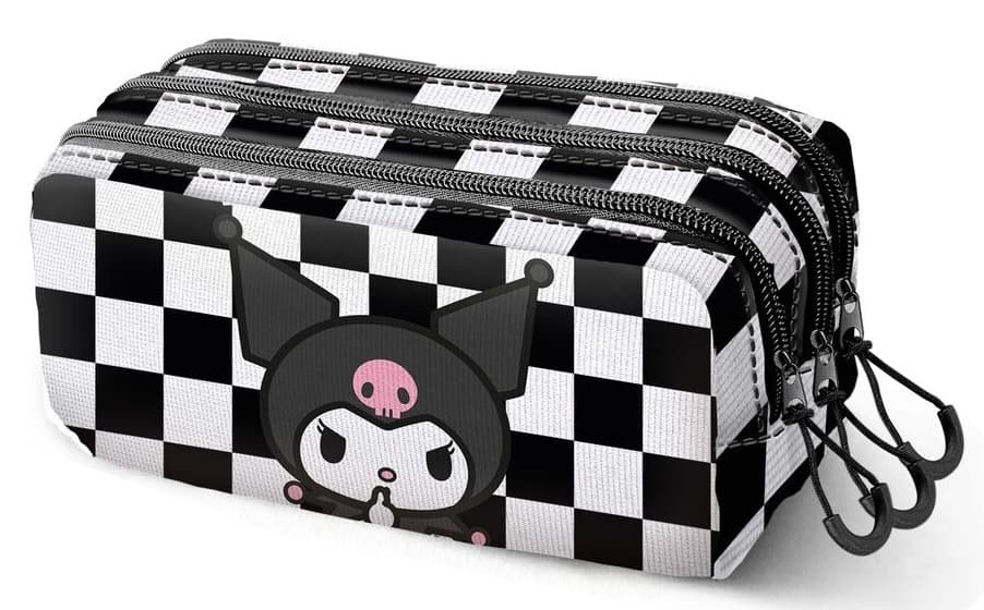 Portatodo triple rectangular Kuromi Hello Kitty adaptable a carro