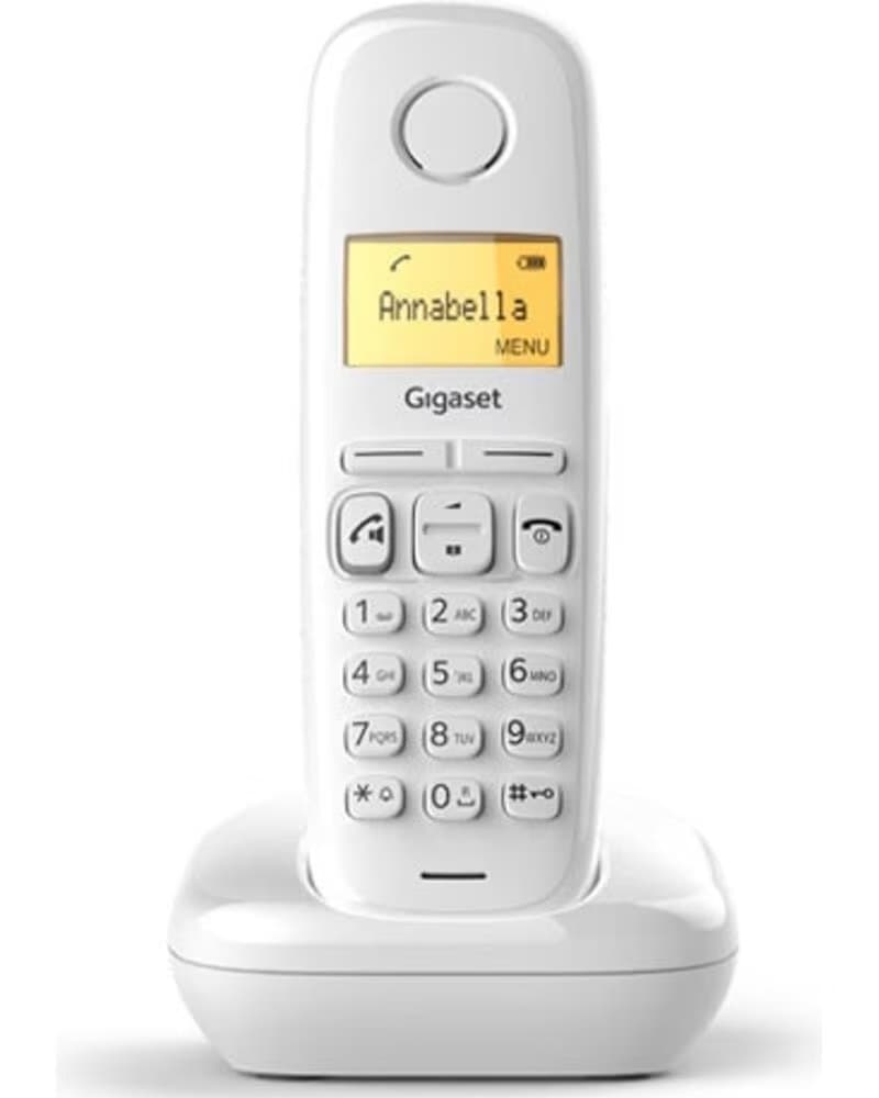 GIGASET TELÉFONO FIJO INALÁMBRICO A270 BLANCO 80 NÚMEROS AGENDA 10 TONOS