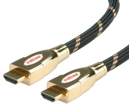 Roline Cable HDMI GOLD Negro, Dorado Alta Velocidad, con. A: HDMI Macho, con. B: HDMI Macho, long. 1000.00 mm