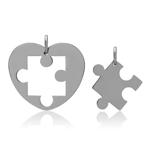 Colgante para pareja puzzle corazón acero inoxidable