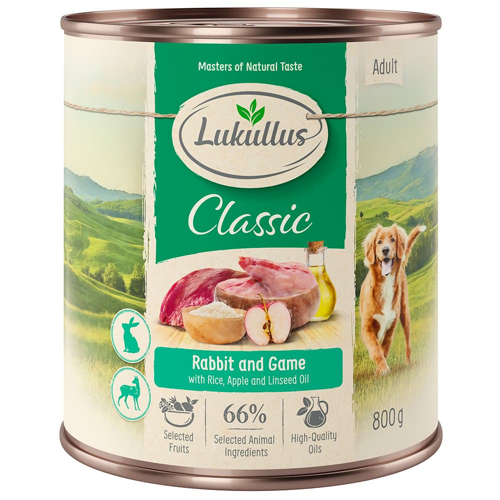 Lukullus Adult 6 x 800 g - Conejo y caza
