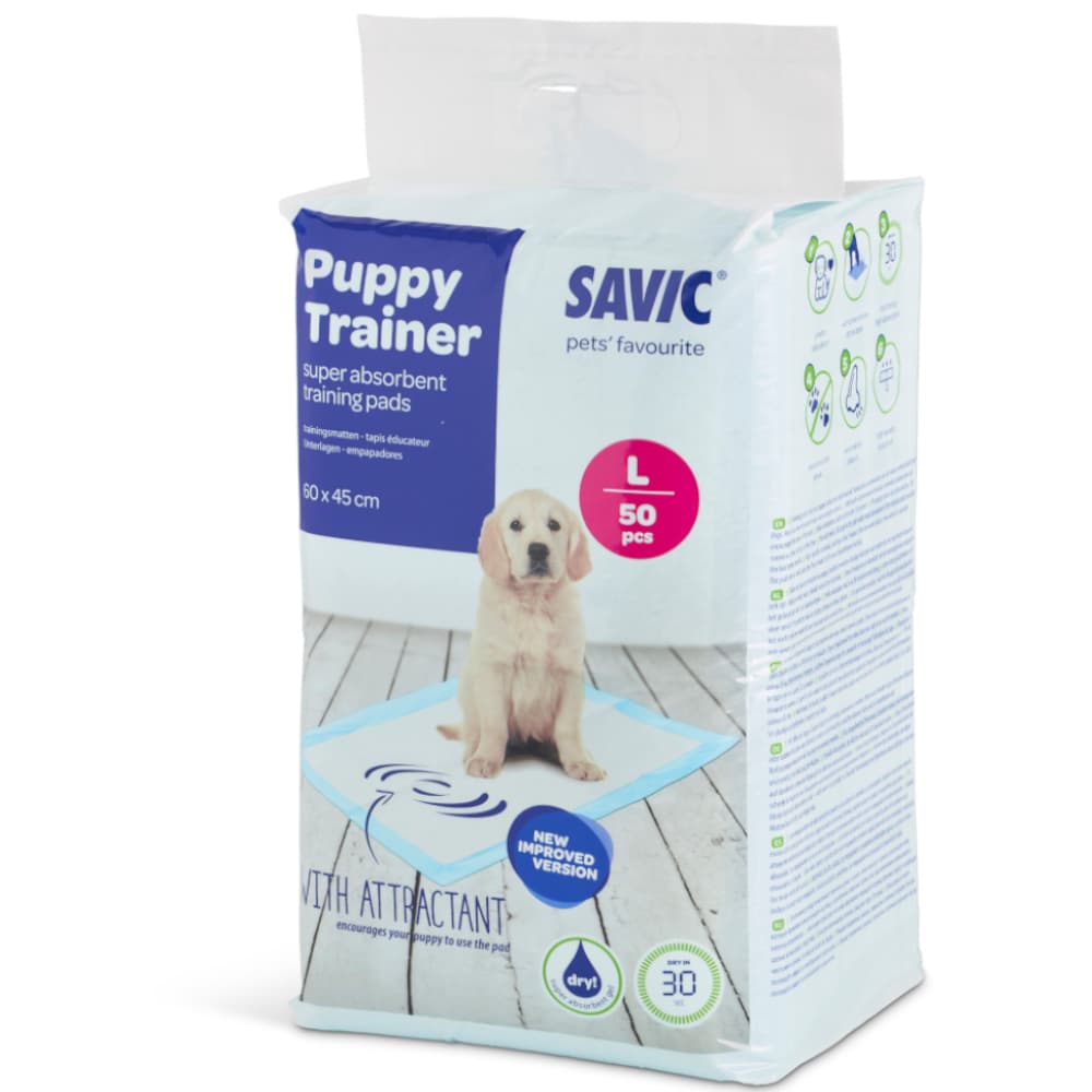 Savic Puppy Trainer empapadores para perros - Grandes: 60 x 45 cm (L x An) - 2 x 50 uds. - Pack Ahorro