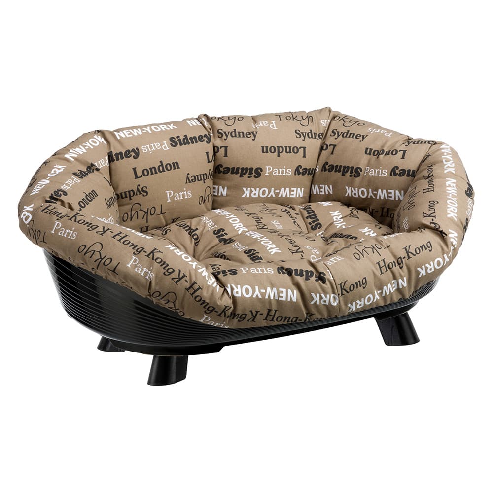 Set cesta de plástico Ferplast Siesta Deluxe negra con funda Cities - Set Talla 10 Cesta + Funda + Patas