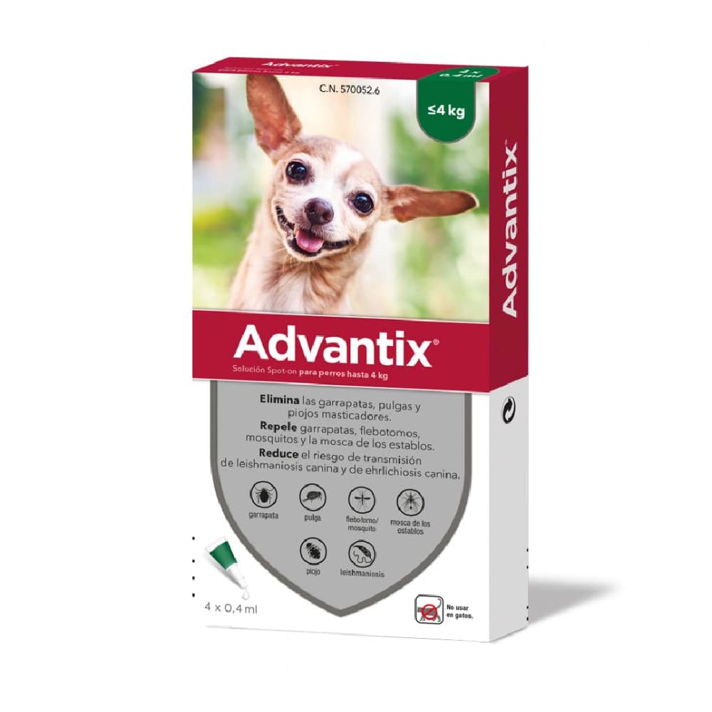 Advantix® pipetas para perros hasta 4 kg - 4 pipetas (4 x 0,4 ml)