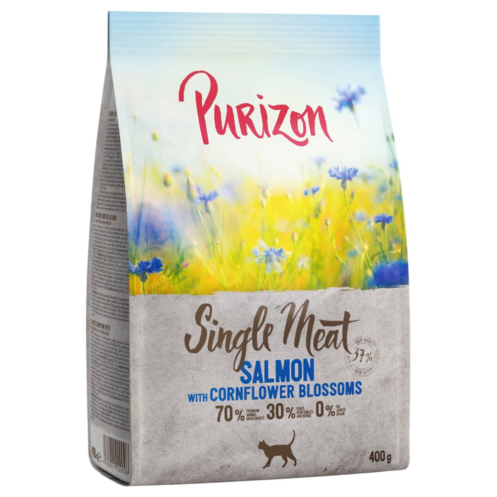Purizon ração para gatos - Pack de degustação - Single Meat, com salmão e centáurea - 400 g