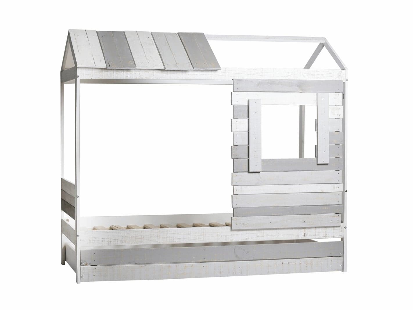 Cama cabaña 90 x 190 color blanco-gris claro-gris oscuro
