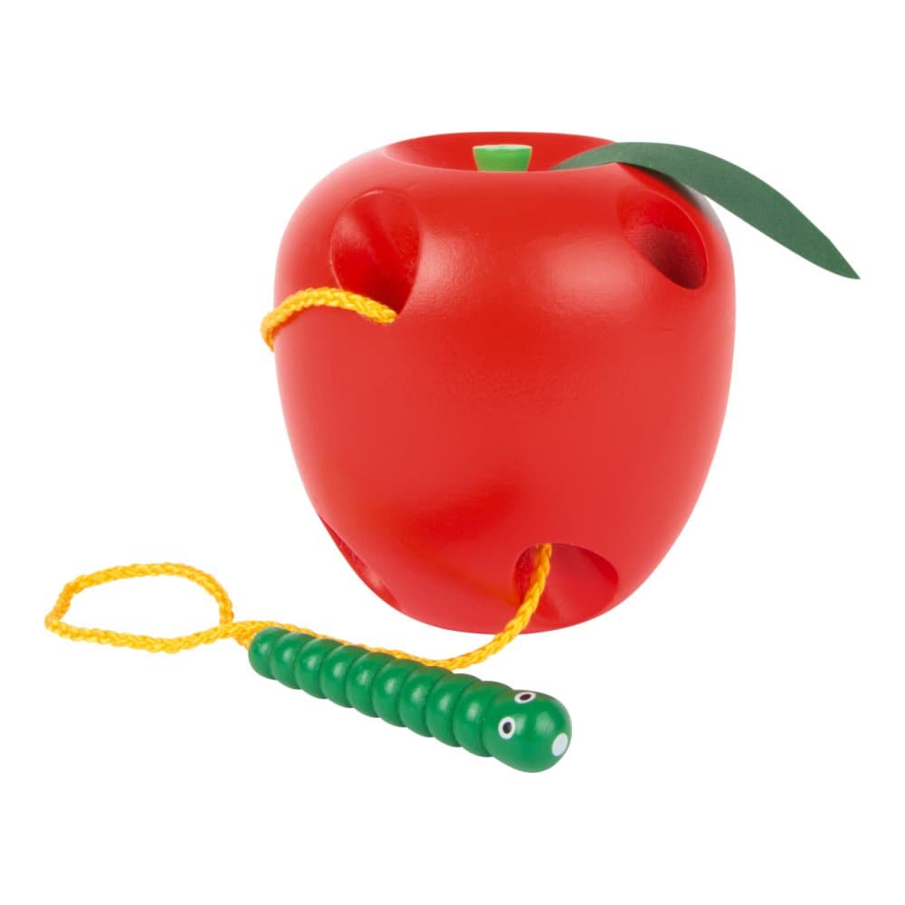 small foot Juego de enhebrar de madera manzana