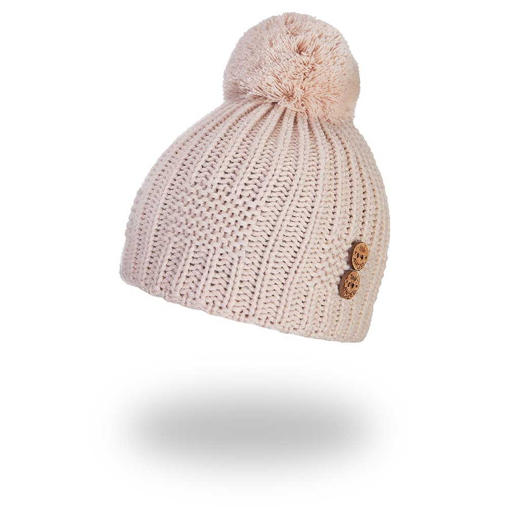 Gorro de punto con pompón, botones Outlast ® - beige 4 | 45-48 cm