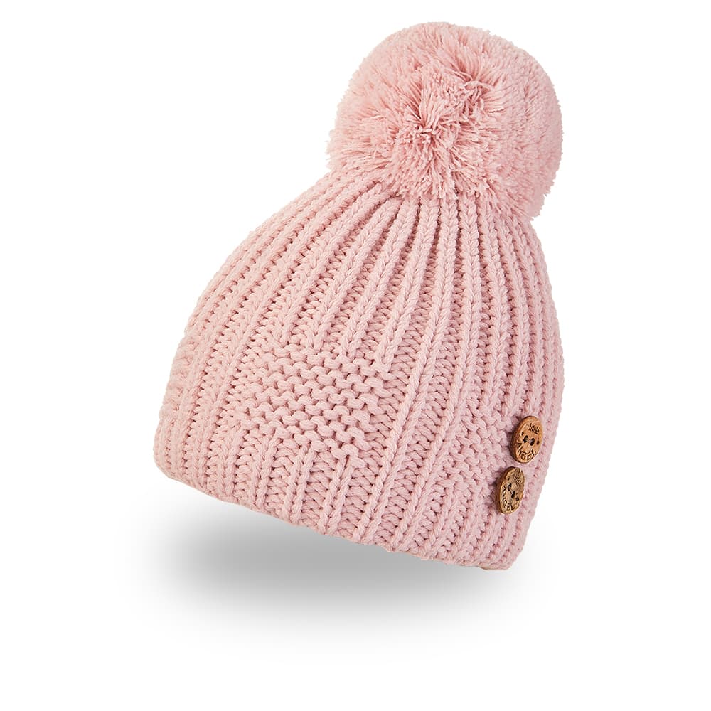 Gorro de punto pompón botones Outlast ® - rosa claro 3 | 42-44 cm