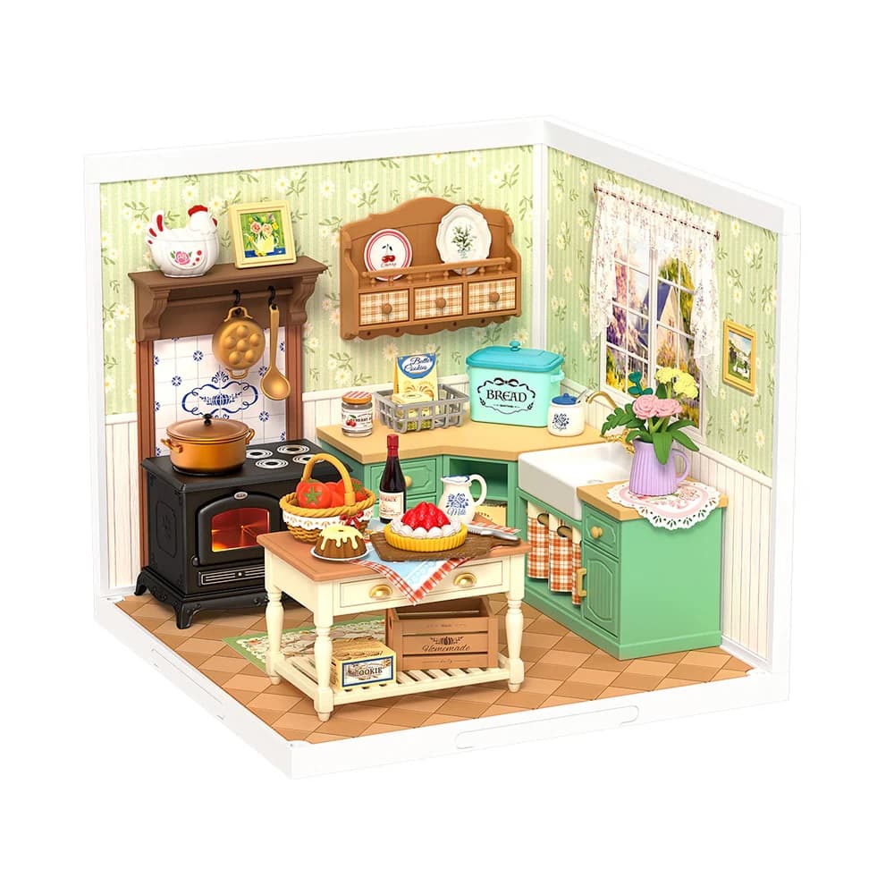 RoboTime Puzzle de madera 3D Miniatura de casa Cocina de granja
