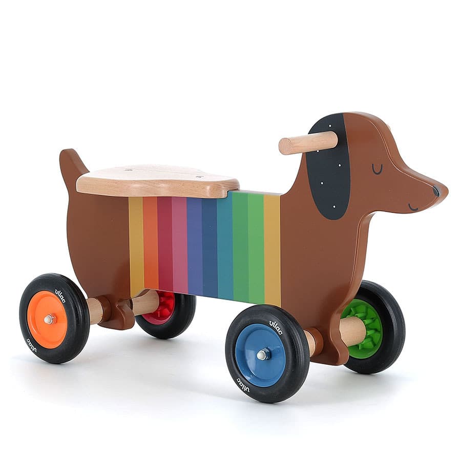 Vilac Bicicleta de madera sin pedales Perro colorido