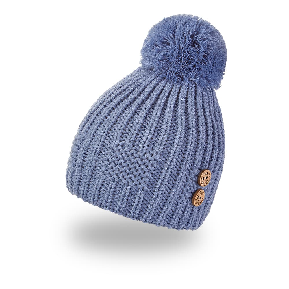 Gorro de punto con pompón, botones Outlast ® - acero 4 | 45-48 cm