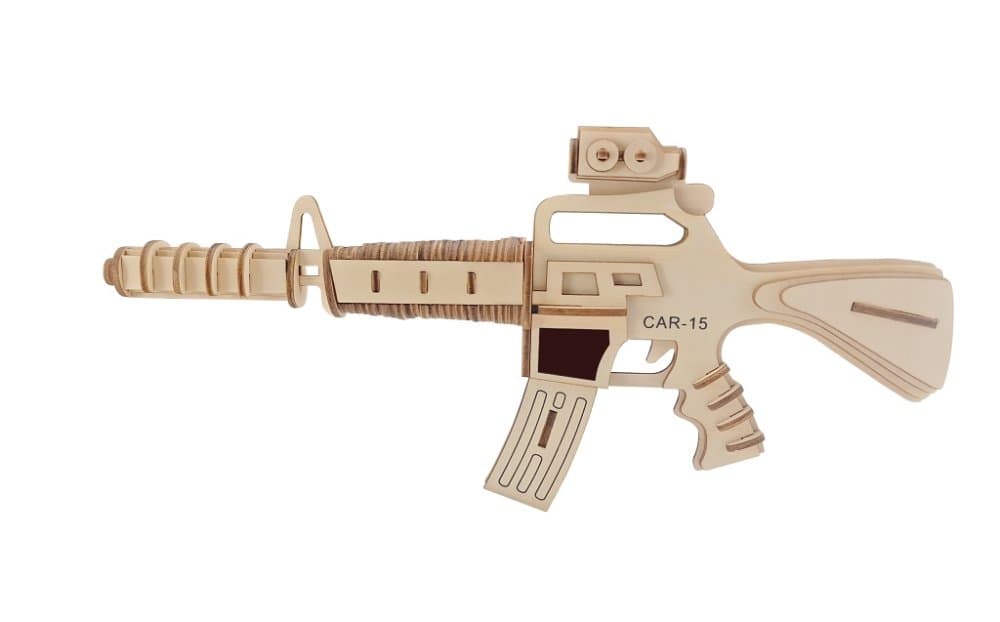 Woodcraft Puzzle 3D de madera Subfusil carabina 15